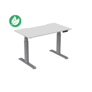 Bureau assis-debout Activ'o - Réglage électrique en hauteur - L.140 x P.80 cm - Plateau Blanc avec échancrure - Pieds métal Gris Bureau assis-debout Activ'o - Réglage électrique en hauteur - L.140 x P.80 cm - Plateau Blanc avec échancrure - Pieds métal Gris