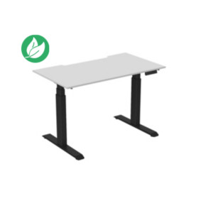 Bureau assis-debout Activ'o - Réglage électrique en hauteur - L.140 x P.80 cm - Plateau Blanc avec échancrure - Pieds métal Noir Bureau assis-debout Activ'o - Réglage électrique en hauteur - L.140 x P.80 cm - Plateau Blanc avec échancrure - Pieds métal Noir