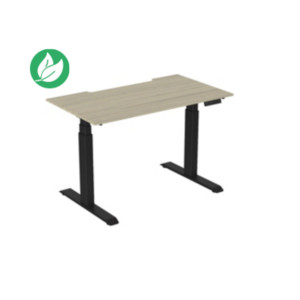 Bureau assis-debout Activ'o - Réglage électrique en hauteur - L.140 x P.80 cm - Plateau Chêne avec échancrure - Pieds métal Noir Bureau assis-debout Activ'o - Réglage électrique en hauteur - L.140 x P.80 cm - Plateau Chêne avec échancrure - Pieds métal Noir