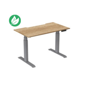 Bureau assis-debout Activ'o - Réglage électrique en hauteur - L.140 x P.80 cm - Plateau Chêne Nebraska avec échancrure - Pieds métal Gris Bureau assis-debout Activ'o - Réglage électrique en hauteur - L.140 x P.80 cm - Plateau Chêne Nebraska avec échancrure - Pieds métal Gris
