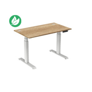 Bureau assis-debout Activ'o - Réglage électrique en hauteur - L.140 x P.80 cm - Plateau Chêne Nebraska avec obturateurs - Pieds métal Blanc Bureau assis-debout Activ'o - Réglage électrique en hauteur - L.140 x P.80 cm - Plateau Chêne Nebraska avec obturateurs - Pieds métal Blanc