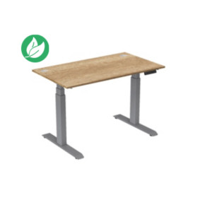 Bureau assis-debout Activ'o - Réglage électrique en hauteur - L.140 x P.80 cm - Plateau Chêne Nebraska avec obturateurs - Pieds métal Gris Bureau assis-debout Activ'o - Réglage électrique en hauteur - L.140 x P.80 cm - Plateau Chêne Nebraska avec obturateurs - Pieds métal Gris