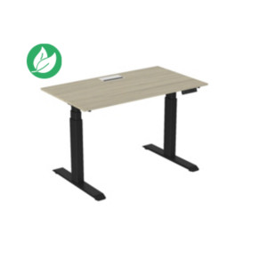 Bureau assis-debout Activ'o - Réglage électrique en hauteur - L.140 x P.80 cm - Plateau Chêne avec top access - Pieds métal Noir Bureau assis-debout Activ'o - Réglage électrique en hauteur - L.140 x P.80 cm - Plateau Chêne avec top access - Pieds métal Noir