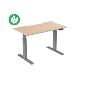 Bureau assis-debout Activ'o - Réglage électrique en hauteur - L.140 x P.80 cm - Plateau Hêtre avec échancrure - Pieds métal Gris Bureau assis-debout Activ'o - Réglage électrique en hauteur - L.140 x P.80 cm - Plateau Hêtre avec échancrure - Pieds métal Gris