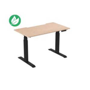 Bureau assis-debout Activ'o - Réglage électrique en hauteur - L.140 x P.80 cm - Plateau Hêtre avec échancrure - Pieds métal Noir Bureau assis-debout Activ'o - Réglage électrique en hauteur - L.140 x P.80 cm - Plateau Hêtre avec échancrure - Pieds métal Noir
