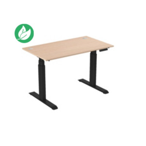 Bureau assis-debout Activ'o - Réglage électrique en hauteur - L.140 x P.80 cm - Plateau Hêtre avec obturateurs - Pieds métal Noir Bureau assis-debout Activ'o - Réglage électrique en hauteur - L.140 x P.80 cm - Plateau Hêtre avec obturateurs - Pieds métal Noir