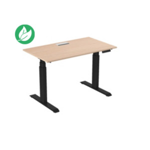 Bureau assis-debout Activ'o - Réglage électrique en hauteur - L.140 x P.80 cm - Plateau Hêtre avec top access - Pieds métal Noir Bureau assis-debout Activ'o - Réglage électrique en hauteur - L.140 x P.80 cm - Plateau Hêtre avec top access - Pieds métal Noir