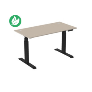Bureau assis-debout Activ'o - Réglage électrique en hauteur - L.160 x P.80 cm - Plateau Argile avec obturateurs - Pieds métal Noir Bureau assis-debout Activ'o - Réglage électrique en hauteur - L.160 x P.80 cm - Plateau Argile avec obturateurs - Pieds métal Noir