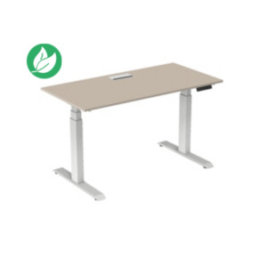 Bureau assis-debout Activ'o - Réglage électrique en hauteur - L.160 x P.80 cm - Plateau Argile avec top access - Pieds métal Blanc Bureau assis-debout Activ'o - Réglage électrique en hauteur - L.160 x P.80 cm - Plateau Argile avec top access - Pieds métal Blanc