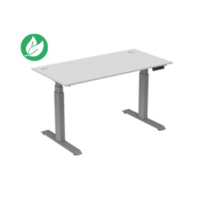 Bureau assis-debout Activ'o - Réglage électrique en hauteur - L.160 x P.80 cm - Plateau Blanc avec obturateurs - Pieds métal Gris Bureau assis-debout Activ'o - Réglage électrique en hauteur - L.160 x P.80 cm - Plateau Blanc avec obturateurs - Pieds métal Gris