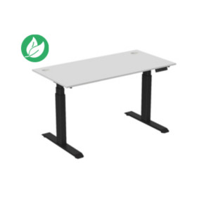 Bureau assis-debout Activ'o - Réglage électrique en hauteur - L.160 x P.80 cm - Plateau Blanc avec obturateurs - Pieds métal Noir Bureau assis-debout Activ'o - Réglage électrique en hauteur - L.160 x P.80 cm - Plateau Blanc avec obturateurs - Pieds métal Noir