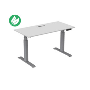 Bureau assis-debout Activ'o - Réglage électrique en hauteur - L.160 x P.80 cm - Plateau Blanc avec top access - Pieds métal Gris Bureau assis-debout Activ'o - Réglage électrique en hauteur - L.160 x P.80 cm - Plateau Blanc avec top access - Pieds métal Gris