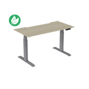 Bureau assis-debout Activ'o - Réglage électrique en hauteur - L.160 x P.80 cm - Plateau Chêne avec échancrure - Pieds métal Gris Bureau assis-debout Activ'o - Réglage électrique en hauteur - L.160 x P.80 cm - Plateau Chêne avec échancrure - Pieds métal Gris