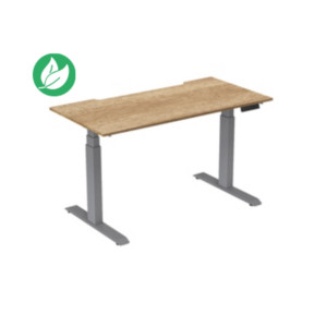 Bureau assis-debout Activ'o - Réglage électrique en hauteur - L.160 x P.80 cm - Plateau Chêne Nebraska avec échancrure - Pieds métal Gris Bureau assis-debout Activ'o - Réglage électrique en hauteur - L.160 x P.80 cm - Plateau Chêne Nebraska avec échancrure - Pieds métal Gris