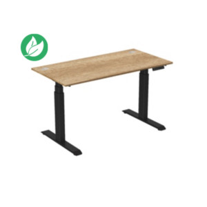 Bureau assis-debout Activ'o - Réglage électrique en hauteur - L.160 x P.80 cm - Plateau Chêne Nebraska avec obturateurs - Pieds métal Noir Bureau assis-debout Activ'o - Réglage électrique en hauteur - L.160 x P.80 cm - Plateau Chêne Nebraska avec obturateurs - Pieds métal Noir