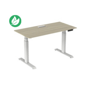 Bureau assis-debout Activ'o - Réglage électrique en hauteur - L.160 x P.80 cm - Plateau Chêne avec top access - Pieds métal Blanc Bureau assis-debout Activ'o - Réglage électrique en hauteur - L.160 x P.80 cm - Plateau Chêne avec top access - Pieds métal Blanc