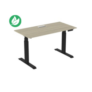 Bureau assis-debout Activ'o - Réglage électrique en hauteur - L.160 x P.80 cm - Plateau Chêne avec top access - Pieds métal Noir Bureau assis-debout Activ'o - Réglage électrique en hauteur - L.160 x P.80 cm - Plateau Chêne avec top access - Pieds métal Noir