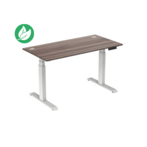 Bureau assis-debout Activ'o - Réglage électrique en hauteur - L.160 x P.80 cm - Plateau Cèdre avec obturateurs - Pieds métal Blanc Bureau assis-debout Activ'o - Réglage électrique en hauteur - L.160 x P.80 cm - Plateau Cèdre avec obturateurs - Pieds métal Blanc