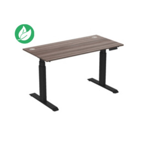 Bureau assis-debout Activ'o - Réglage électrique en hauteur - L.160 x P.80 cm - Plateau Cèdre avec obturateurs - Pieds métal Noir Bureau assis-debout Activ'o - Réglage électrique en hauteur - L.160 x P.80 cm - Plateau Cèdre avec obturateurs - Pieds métal Noir