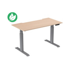 Bureau assis-debout Activ'o - Réglage électrique en hauteur - L.160 x P.80 cm - Plateau Hêtre avec échancrure - Pieds métal Gris Bureau assis-debout Activ'o - Réglage électrique en hauteur - L.160 x P.80 cm - Plateau Hêtre avec échancrure - Pieds métal Gris