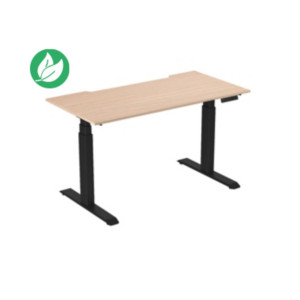 Bureau assis-debout Activ'o - Réglage électrique en hauteur - L.160 x P.80 cm - Plateau Hêtre avec échancrure - Pieds métal Noir Bureau assis-debout Activ'o - Réglage électrique en hauteur - L.160 x P.80 cm - Plateau Hêtre avec échancrure - Pieds métal Noir
