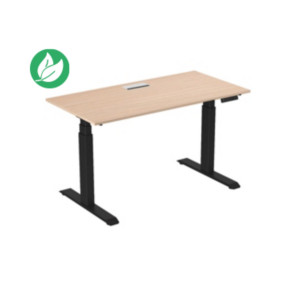 Bureau assis-debout Activ'o - Réglage électrique en hauteur - L.160 x P.80 cm - Plateau Hêtre avec top access - Pieds métal Noir Bureau assis-debout Activ'o - Réglage électrique en hauteur - L.160 x P.80 cm - Plateau Hêtre avec top access - Pieds métal Noir
