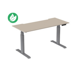 Bureau assis-debout Activ'o - Réglage électrique en hauteur - L.180 x P.80 cm - Plateau Argile avec échancrure - Pieds métal Gris Bureau assis-debout Activ'o - Réglage électrique en hauteur - L.180 x P.80 cm - Plateau Argile avec échancrure - Pieds métal Gris