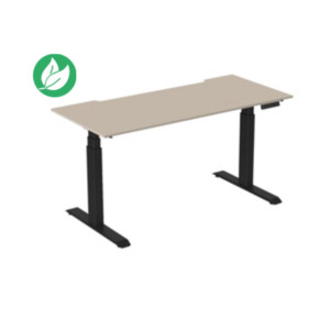 Bureau assis-debout Activ'o - Réglage électrique en hauteur - L.180 x P.80 cm - Plateau Argile avec échancrure - Pieds métal Noir Bureau assis-debout Activ'o - Réglage électrique en hauteur - L.180 x P.80 cm - Plateau Argile avec échancrure - Pieds métal Noir