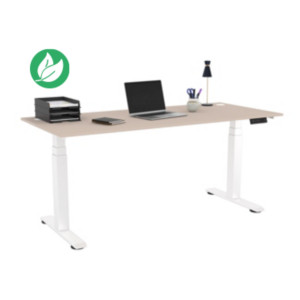 Bureau assis-debout Activ'o - Réglage électrique en hauteur - L.180 x P.80 cm - Plateau Argile avec obturateurs - Pieds métal Blanc Bureau assis-debout Activ'o - Réglage électrique en hauteur - L.180 x P.80 cm - Plateau Argile avec obturateurs - Pieds métal Blanc