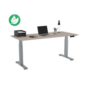 Bureau assis-debout Activ'o - Réglage électrique en hauteur - L.180 x P.80 cm - Plateau Argile avec obturateurs - Pieds métal Gris Bureau assis-debout Activ'o - Réglage électrique en hauteur - L.180 x P.80 cm - Plateau Argile avec obturateurs - Pieds métal Gris