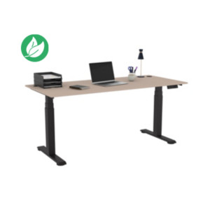 Bureau assis-debout Activ'o - Réglage électrique en hauteur - L.180 x P.80 cm - Plateau Argile avec obturateurs - Pieds métal Noir Bureau assis-debout Activ'o - Réglage électrique en hauteur - L.180 x P.80 cm - Plateau Argile avec obturateurs - Pieds métal Noir