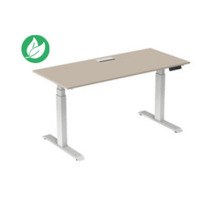Bureau assis-debout Activ'o - Réglage électrique en hauteur - L.180 x P.80 cm - Plateau Argile avec top access - Pieds métal Blanc Bureau assis-debout Activ'o - Réglage électrique en hauteur - L.180 x P.80 cm - Plateau Argile avec top access - Pieds métal Blanc