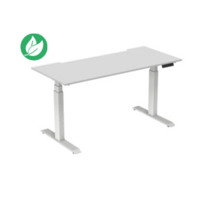 Bureau assis-debout Activ'o - Réglage électrique en hauteur - L.180 x P.80 cm - Plateau Blanc avec échancrure - Pieds métal Blanc Bureau assis-debout Activ'o - Réglage électrique en hauteur - L.180 x P.80 cm - Plateau Blanc avec échancrure - Pieds métal Blanc