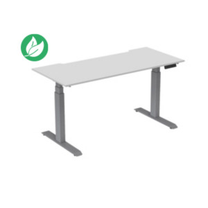 Bureau assis-debout Activ'o - Réglage électrique en hauteur - L.180 x P.80 cm - Plateau Blanc avec échancrure - Pieds métal Gris Bureau assis-debout Activ'o - Réglage électrique en hauteur - L.180 x P.80 cm - Plateau Blanc avec échancrure - Pieds métal Gris