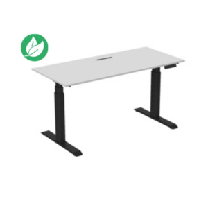 Bureau assis-debout Activ'o - Réglage électrique en hauteur - L.180 x P.80 cm - Plateau Blanc avec top access - Pieds métal Noir Bureau assis-debout Activ'o - Réglage électrique en hauteur - L.180 x P.80 cm - Plateau Blanc avec top access - Pieds métal Noir
