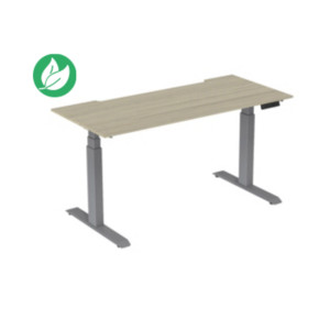 Bureau assis-debout Activ'o - Réglage électrique en hauteur - L.180 x P.80 cm - Plateau Chêne avec échancrure - Pieds métal Gris Bureau assis-debout Activ'o - Réglage électrique en hauteur - L.180 x P.80 cm - Plateau Chêne avec échancrure - Pieds métal Gris