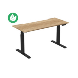 Bureau assis-debout Activ'o - Réglage électrique en hauteur - L.180 x P.80 cm - Plateau Chêne Nebraska avec échancrure - Pieds métal Noir Bureau assis-debout Activ'o - Réglage électrique en hauteur - L.180 x P.80 cm - Plateau Chêne Nebraska avec échancrure - Pieds métal Noir