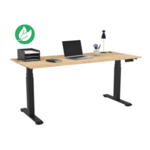 Bureau assis-debout Activ'o - Réglage électrique en hauteur - L.180 x P.80 cm - Plateau Chêne Nebraska avec obturateurs - Pieds métal Noir Bureau assis-debout Activ'o - Réglage électrique en hauteur - L.180 x P.80 cm - Plateau Chêne Nebraska avec obturateurs - Pieds métal Noir
