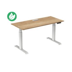 Bureau assis-debout Activ'o - Réglage électrique en hauteur - L.180 x P.80 cm - Plateau Chêne Nebraska avec top access - Pieds métal Blanc Bureau assis-debout Activ'o - Réglage électrique en hauteur - L.180 x P.80 cm - Plateau Chêne Nebraska avec top access - Pieds métal Blanc