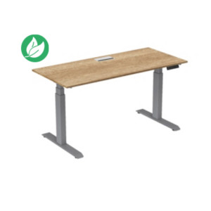 Bureau assis-debout Activ'o - Réglage électrique en hauteur - L.180 x P.80 cm - Plateau Chêne Nebraska avec top access - Pieds métal Gris Bureau assis-debout Activ'o - Réglage électrique en hauteur - L.180 x P.80 cm - Plateau Chêne Nebraska avec top access - Pieds métal Gris