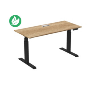 Bureau assis-debout Activ'o - Réglage électrique en hauteur - L.180 x P.80 cm - Plateau Chêne Nebraska avec top access - Pieds métal Noir Bureau assis-debout Activ'o - Réglage électrique en hauteur - L.180 x P.80 cm - Plateau Chêne Nebraska avec top access - Pieds métal Noir