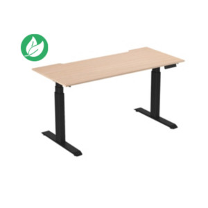 Bureau assis-debout Activ'o - Réglage électrique en hauteur - L.180 x P.80 cm - Plateau Hêtre avec échancrure - Pieds métal Noir Bureau assis-debout Activ'o - Réglage électrique en hauteur - L.180 x P.80 cm - Plateau Hêtre avec échancrure - Pieds métal Noir