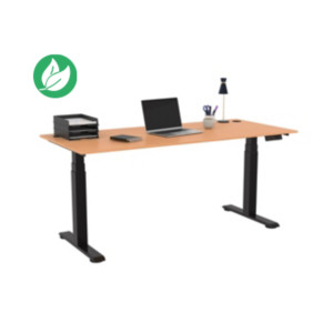 Bureau assis-debout Activ'o - Réglage électrique en hauteur - L.180 x P.80 cm - Plateau Hêtre avec obturateurs - Pieds métal Noir Bureau assis-debout Activ'o - Réglage électrique en hauteur - L.180 x P.80 cm - Plateau Hêtre avec obturateurs - Pieds métal Noir