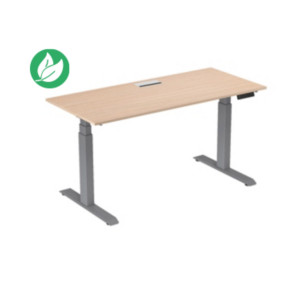 Bureau assis-debout Activ'o - Réglage électrique en hauteur - L.180 x P.80 cm - Plateau Hêtre avec top access - Pieds métal Gris Bureau assis-debout Activ'o - Réglage électrique en hauteur - L.180 x P.80 cm - Plateau Hêtre avec top access - Pieds métal Gris