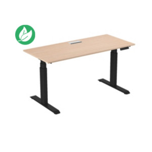 Bureau assis-debout Activ'o - Réglage électrique en hauteur - L.180 x P.80 cm - Plateau Hêtre avec top access - Pieds métal Noir Bureau assis-debout Activ'o - Réglage électrique en hauteur - L.180 x P.80 cm - Plateau Hêtre avec top access - Pieds métal Noir