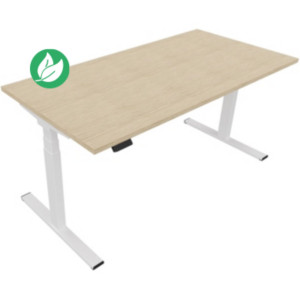 Bureau assis-debout Eminence - Réglage électrique en hauteur - L.140 x P.80 cm - Plateau Chêne - Pieds Blanc Bureau assis-debout Eminence - Réglage électrique en hauteur - L.140 x P.80 cm - Plateau Chêne - Pieds Blanc