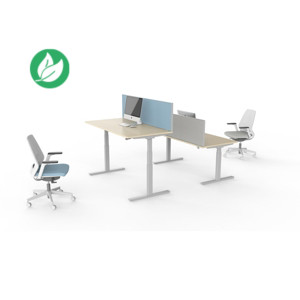 Bureau assis-debout Eminence - Réglage électrique en hauteur - L.180 x P.80 cm - Plateau Chêne - Pieds Aluminium Bureau assis-debout Eminence - Réglage électrique en hauteur - L.180 x P.80 cm - Plateau Chêne - Pieds Aluminium