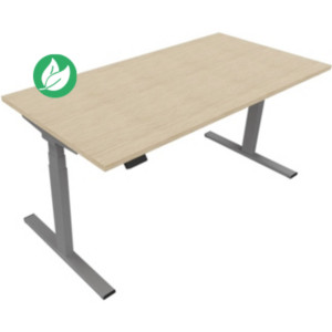 Bureau assis-debout Eminence - Réglage électrique en hauteur - L.180 x P.80 cm - Plateau Chêne - Pieds Aluminium Bureau assis-debout Eminence - Réglage électrique en hauteur - L.180 x P.80 cm - Plateau Chêne - Pieds Aluminium