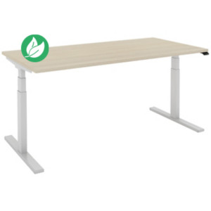 Bureau assis-debout Eminence - Réglage électrique en hauteur sans mémoire - L.160 x P.80 cm - Plateau Chêne - Pieds Aluminium Bureau assis-debout Eminence - Réglage électrique en hauteur sans mémoire - L.160 x P.80 cm - Plateau Chêne - Pieds Aluminium