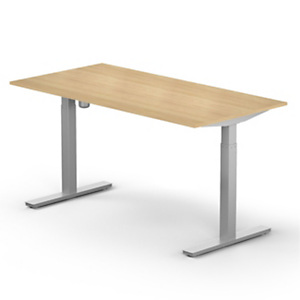 Bureau assis-debout Lutz réglage électrique L.160 x P.80 cm - Plateau Chêne - Piétement colonne centré Aluminium Bureau assis-debout Lutz réglage électrique L.160 x P.80 cm - Plateau Chêne - Piétement colonne centré Aluminium